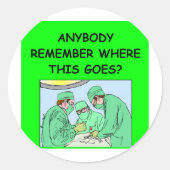 grappige arts grap ronde sticker (Voorkant)