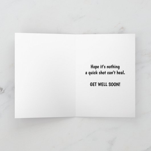 Grappige arts verpleegkundige voelt blauwe injecti kaart (Binnen)