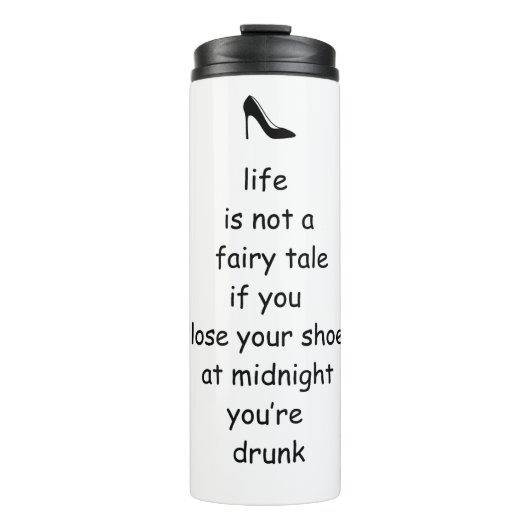 grappige Assepoester Glass Slipper gezegde Travel Thermosbeker (Voorkant)