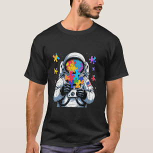 Grappige astronaut ballon autisme bewustzijn ruimt t-shirt