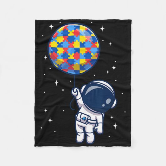 Grappige astronaut Bylloon Autism Awareness Space Fleece Deken (Voorkant)