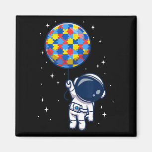 Grappige astronaut Bylloon Autism Awareness Space Magneet