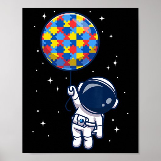 Grappige astronaut Bylloon Autism Awareness Space  Poster (Voorkant)
