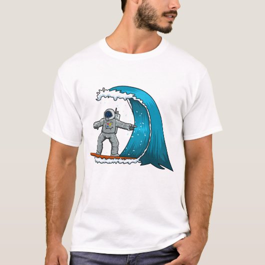 Grappige astronaut die surft t-shirt (Voorkant)