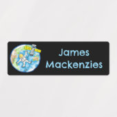 Grappige astronaut in de ruimte cartoon gepersonal labels (Design 1)