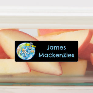 Grappige astronaut in de ruimte cartoon gepersonal labels