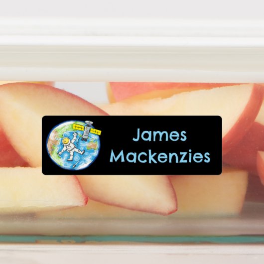 Grappige astronaut in de ruimte cartoon gepersonal labels (Aangebracht)