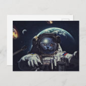 Grappige Astronaut Korthaar Kat in Spa Briefkaart (Voorkant / Achterkant)