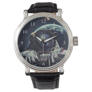 Grappige Astronaut Korthaar Kat in Spa Horloge