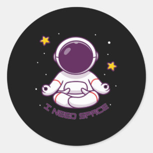 Grappige astronaut meditatie Ik heb ruimte nodig - Ronde Sticker