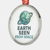 Grappige Astronaut Planeten Metalen Ornament (Links)