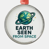 Grappige Astronaut Planeten Metalen Ornament (Voorkant)