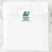 Grappige Astronaut Planeten Vierkante Sticker (Tas)
