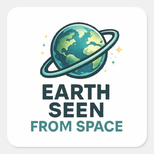 Grappige Astronaut Planeten Vierkante Sticker (Voorkant)