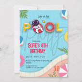 Grappige Astronaut Pool Party Verjaardag Kaart (Voorkant)