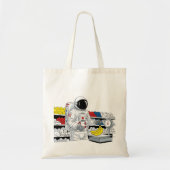 Grappige Astronaut Shopping Cartoon – Space Explor Tote Bag (Voorkant)