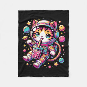 Grappige Astronaut Space Kawaii Boba Tea Cat Fleece Deken