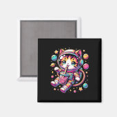 Grappige Astronaut Space Kawaii Boba Tea Cat Magneet (Voorkant / Achterkant)