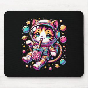 Grappige Astronaut Space Kawaii Boba Tea Cat Muismat