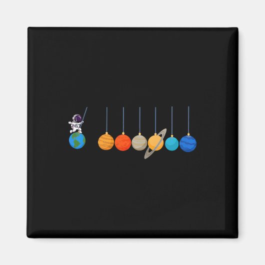 Grappige Astronaut Swing Planets Space Science Man Magneet (Voorkant)
