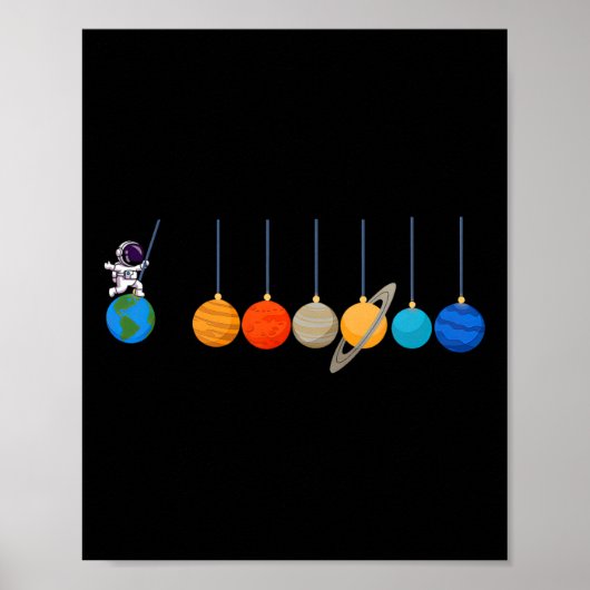 Grappige Astronaut Swing Planets Space Science Man Poster (Voorkant)