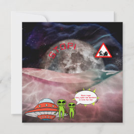 Grappige Astronomie Kerstmis Buitenaardse Cartoon Feestdagenkaart