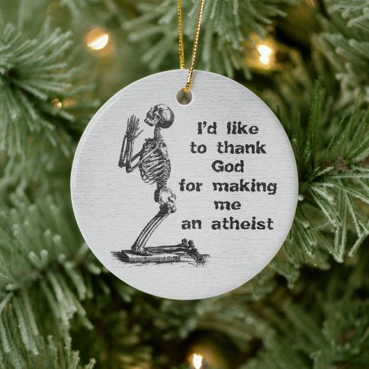 Grappige Atheïst Skelet Biddend Keramiek Ornament (Boom)