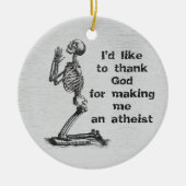 Grappige Atheïst Skelet Biddend Keramiek Ornament (Voorkant)