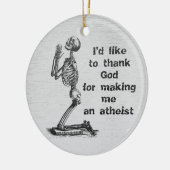 Grappige Atheïst Skelet Biddend Keramiek Ornament (Links)