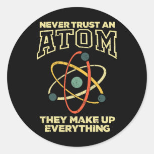 Grappige Atoom Kunst Mannen Vrouwen Stem Molecuul Ronde Sticker