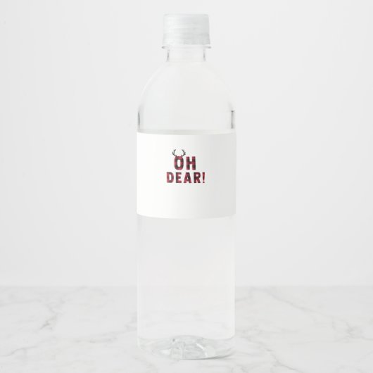 Grappige Attitude O Jee Geruite Herten Creatief On Waterfles Etiket (Voorkant)