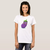 Grappige auberginepersonage, Schattige Groente T-shirt (Voorkant volledig)