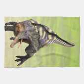 Grappige Aucasaurus Brullende Prehistorische Dino Theedoek (Horizontaal)