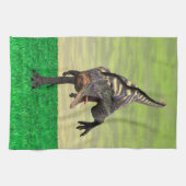 Grappige Aucasaurus Brullende Prehistorische Dino Theedoek (Horizontaal)