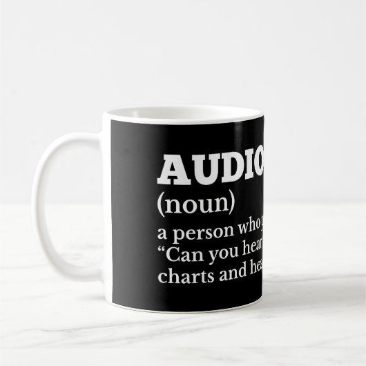Grappige audioloog definitie koffiemok (Links)