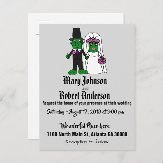 Grappige augurk bruid en bruidegom bruiloft uitnod uitnodiging briefkaart (Voorkant / Achterkant)