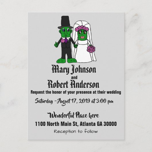 Grappige augurk bruid en bruidegom bruiloft uitnod uitnodiging briefkaart (Voorkant)