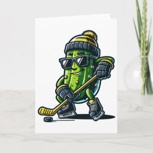 Grappige Augurk die Hockey Speelt Sporthumor En Wi Kaart