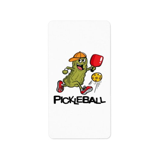 Grappige Augurk die Pickleball Speelt Etiket (Voorkant)