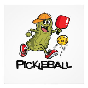Grappige Augurk die Pickleball Speelt Foto Afdruk