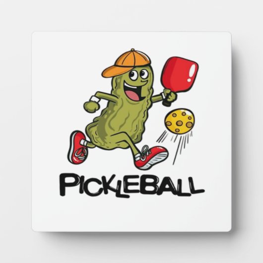 Grappige Augurk die Pickleball Speelt Fotoplaat (Voorkant)