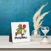 Grappige Augurk die Pickleball Speelt Fotoplaat (Insitu)