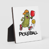 Grappige Augurk die Pickleball Speelt Fotoplaat (Voorkant)
