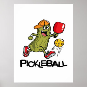 Grappige Augurk die Pickleball Speelt Poster