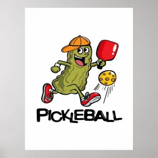 Grappige Augurk die Pickleball Speelt Poster (Voorkant)