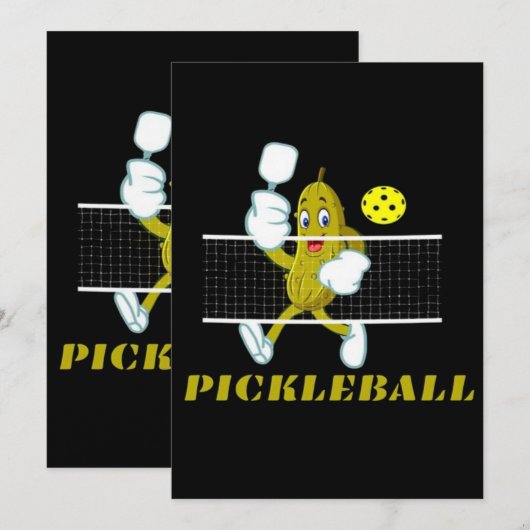 Grappige augurk die pickleball speelt save the date (Voorkant / Achterkant)