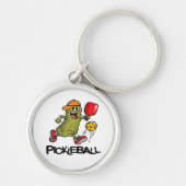 Grappige Augurk die Pickleball Speelt  Sleutelhanger (Voorkant)