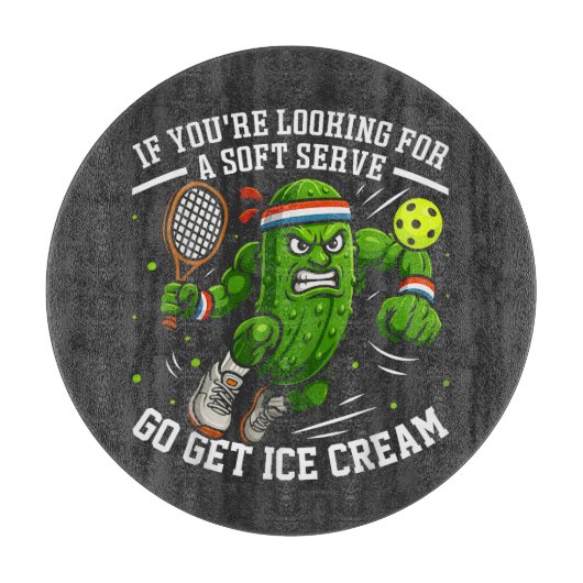 Grappige Augurk die Pickleball Speelt Snijplank (Voorkant)