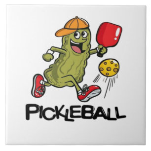 Grappige Augurk die Pickleball Speelt  Tegeltje