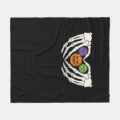 Grappige augurk Halloween Skelet Handen Hart Pompo Fleece Deken (Voorkant (Horizontaal))